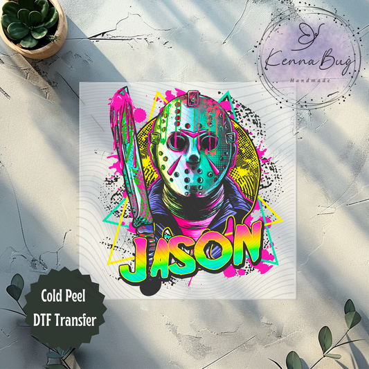 Jason, Horror Movie, Lake Killer, Yellow, DTF Transfer, Ready to Press, Shirt Transfer, Heat Transfer, Direct to film Transfer