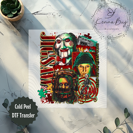 Jigsaw, Horror Movie, DTF Transfer, Ready to Press, Shirt Transfer, Heat Transfer, Direct to film Transfer