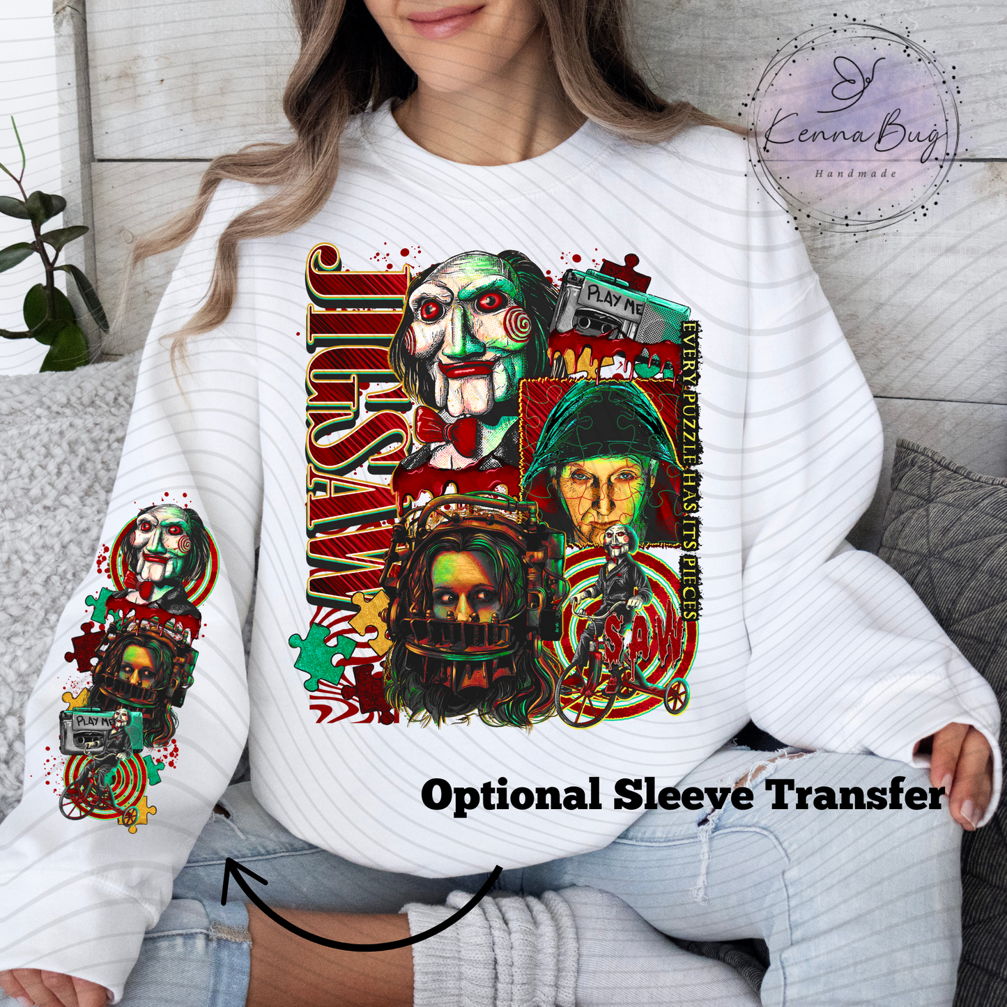 Jigsaw, Horror Movie, DTF Transfer, Ready to Press, Shirt Transfer, Heat Transfer, Direct to film Transfer
