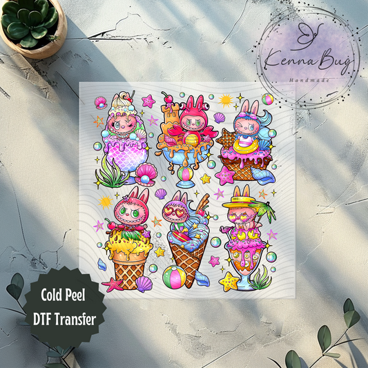 Labubu, Ice cream, Summer, DTF Transfer, Ready to Press, Shirt Transfer, Heat Transfer, Direct to film Transfer