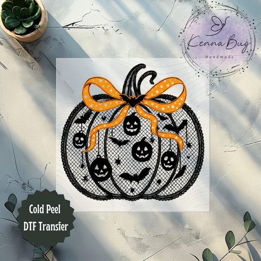 Black Lace Pumpkin, Halloween, Coquette, DTF Transfer, Ready to Press, Shirt Transfer, Heat Transfer, Direct to film Transfer
