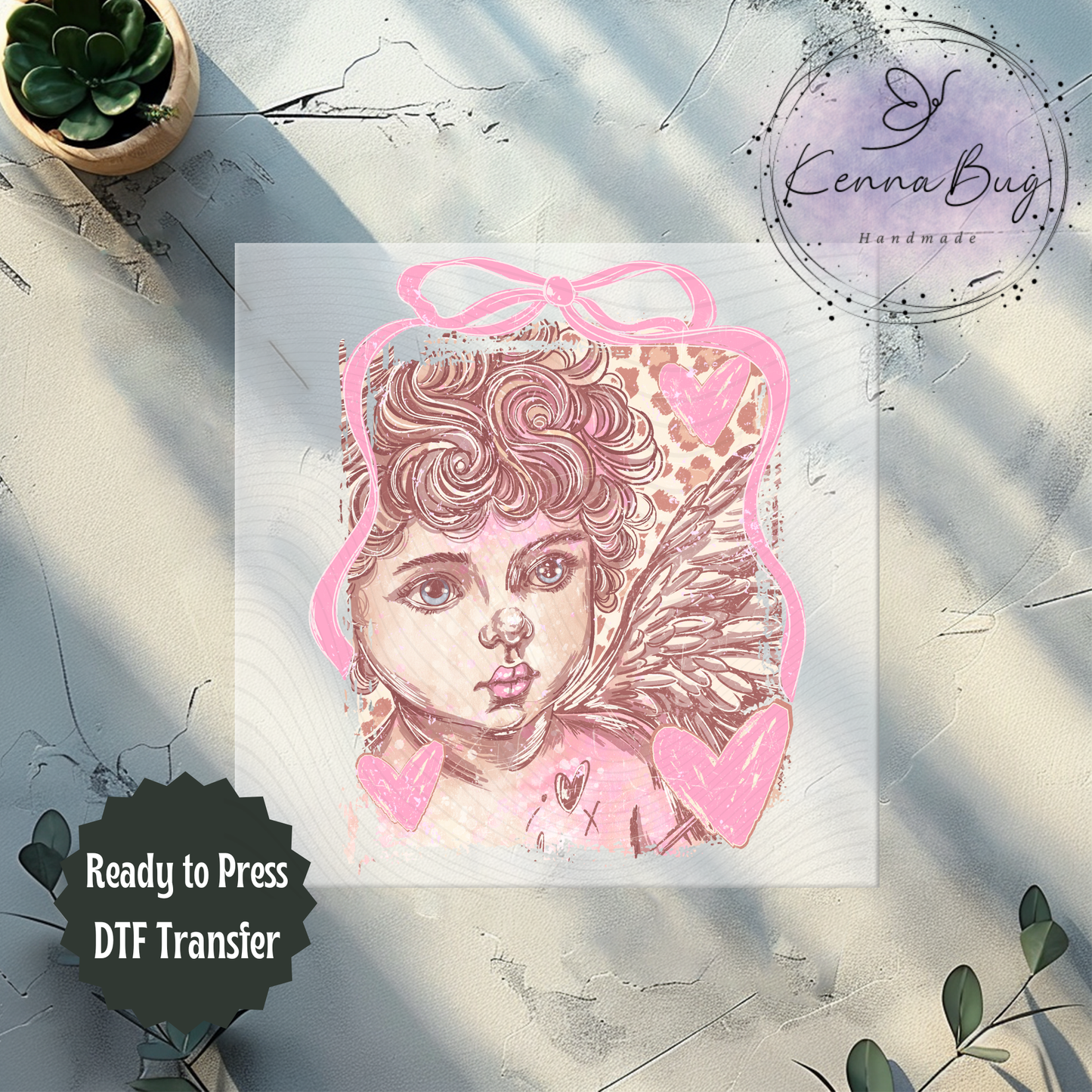 Leopard Print, Cupid, Hearts, Valentines Day, DTF Transfer, Ready to Press, Shirt Transfer, Heat Transfer, Direct to film Transfer