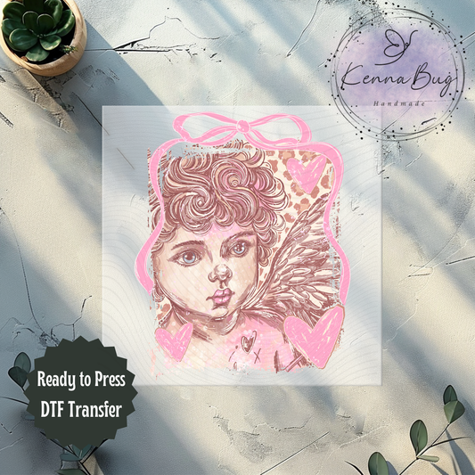 Leopard Print, Cupid, Hearts, Valentines Day, DTF Transfer, Ready to Press, Shirt Transfer, Heat Transfer, Direct to film Transfer