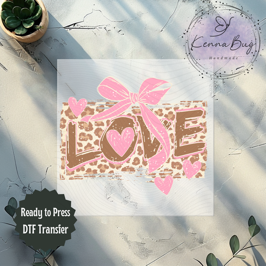 Leopard Print, Love, Heart, Valentines Day, DTF Transfer, Ready to Press, Shirt Transfer, Heat Transfer, Direct to film Transfer