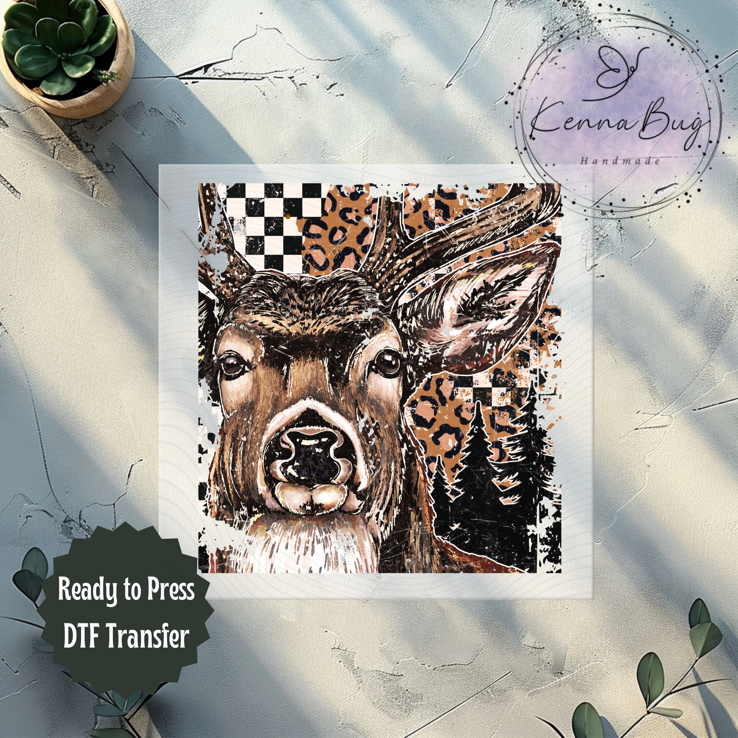 Leopard Print, Buck, Deer, Hunting, Wildlife, DTF Transfer, Ready to Press, Shirt Transfer, Heat Transfer, Direct to film Transfer