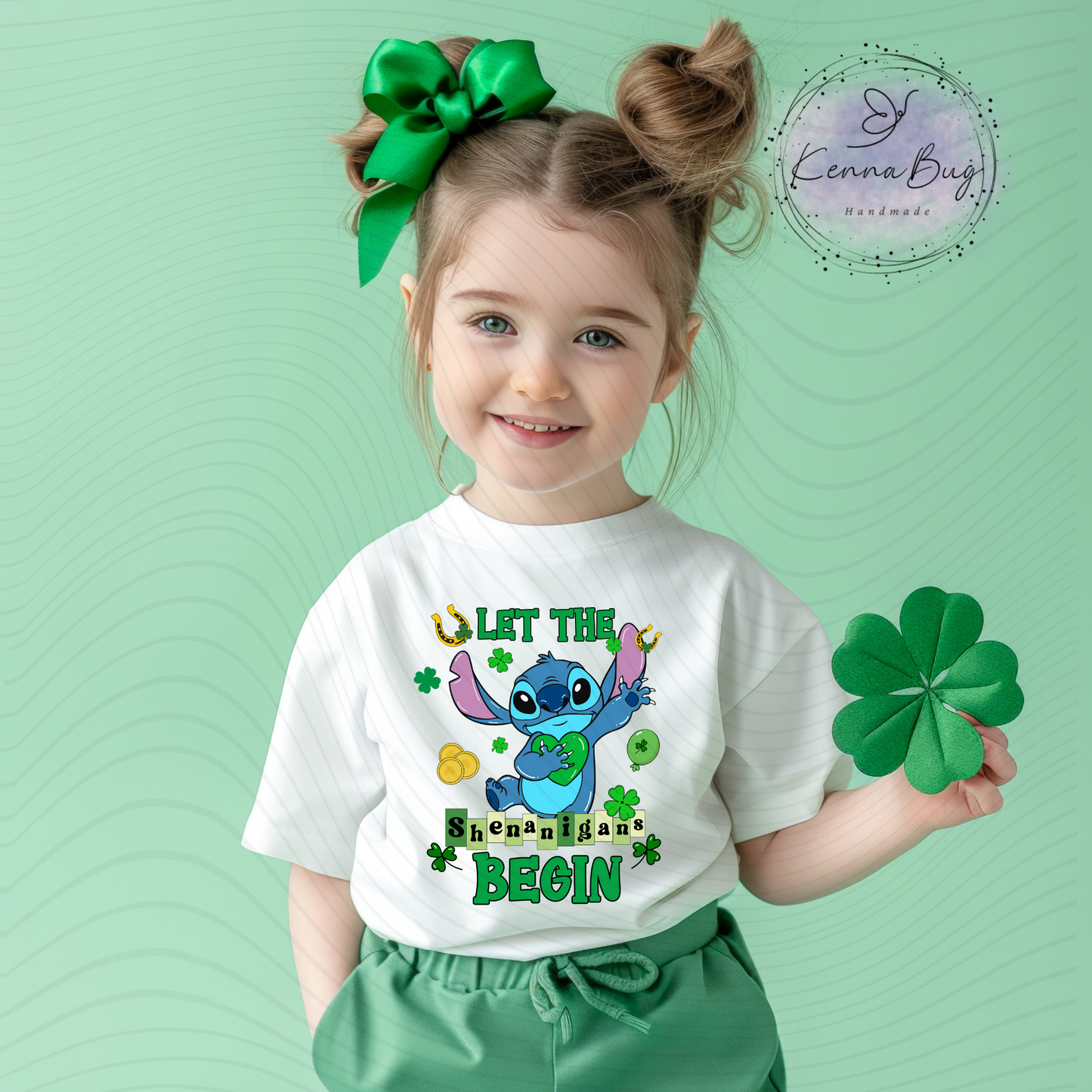 Let the Shenanigans Begin, St Patrick's Day, Stitch, DTF Transfer, Ready to Press, Shirt Transfer, Heat Transfer, Direct to film Transfer