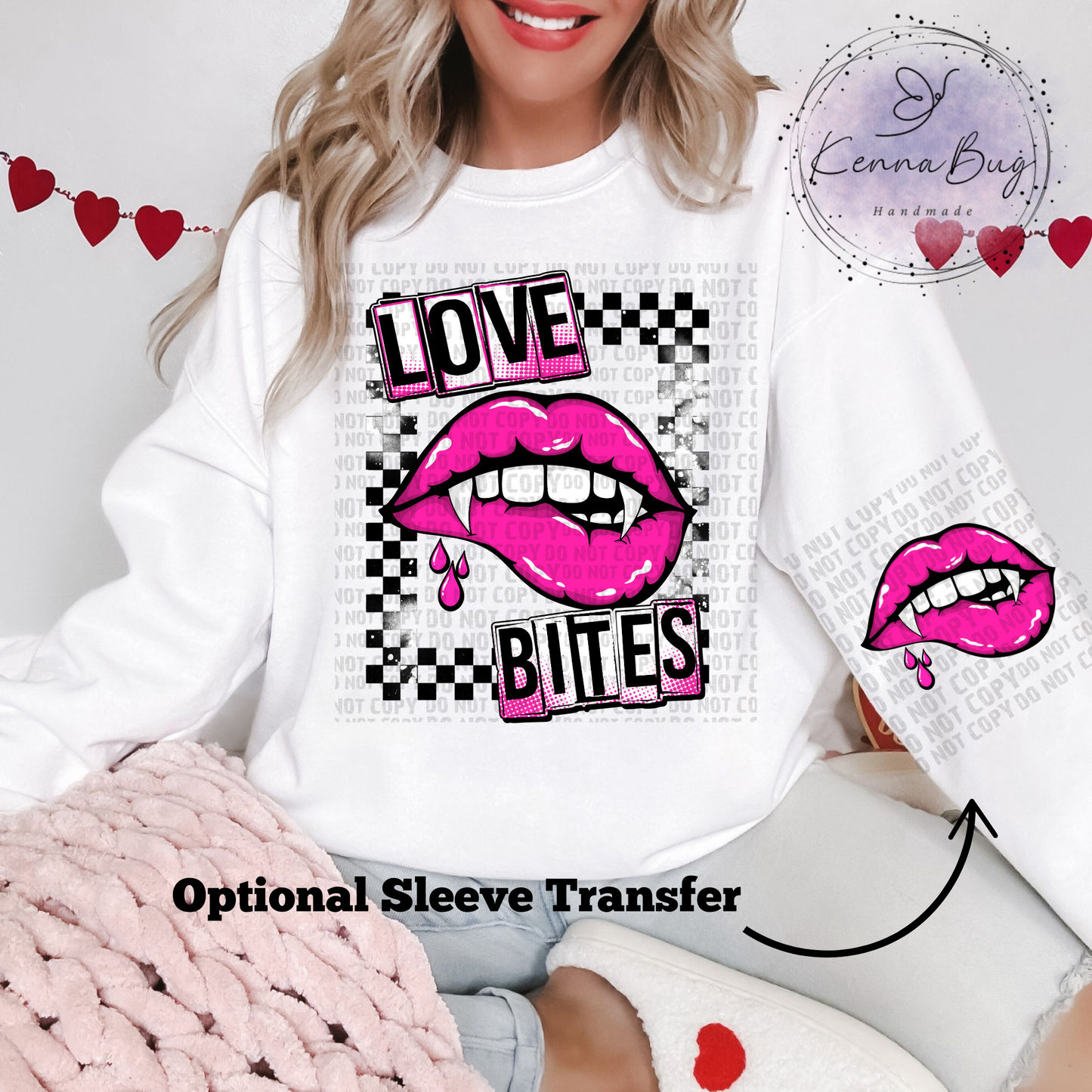 Love Bites, Valentines Day, DTF Transfer, Ready to Press, Shirt Transfer, Heat Transfer, Direct to film Transfer