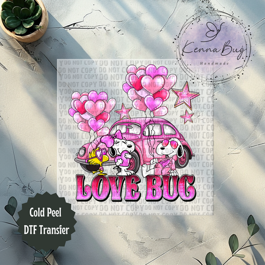 Love Bug, Valentines Day, DTF Transfer, Ready to Press, Shirt Transfer, Heat Transfer, Direct to film Transfer