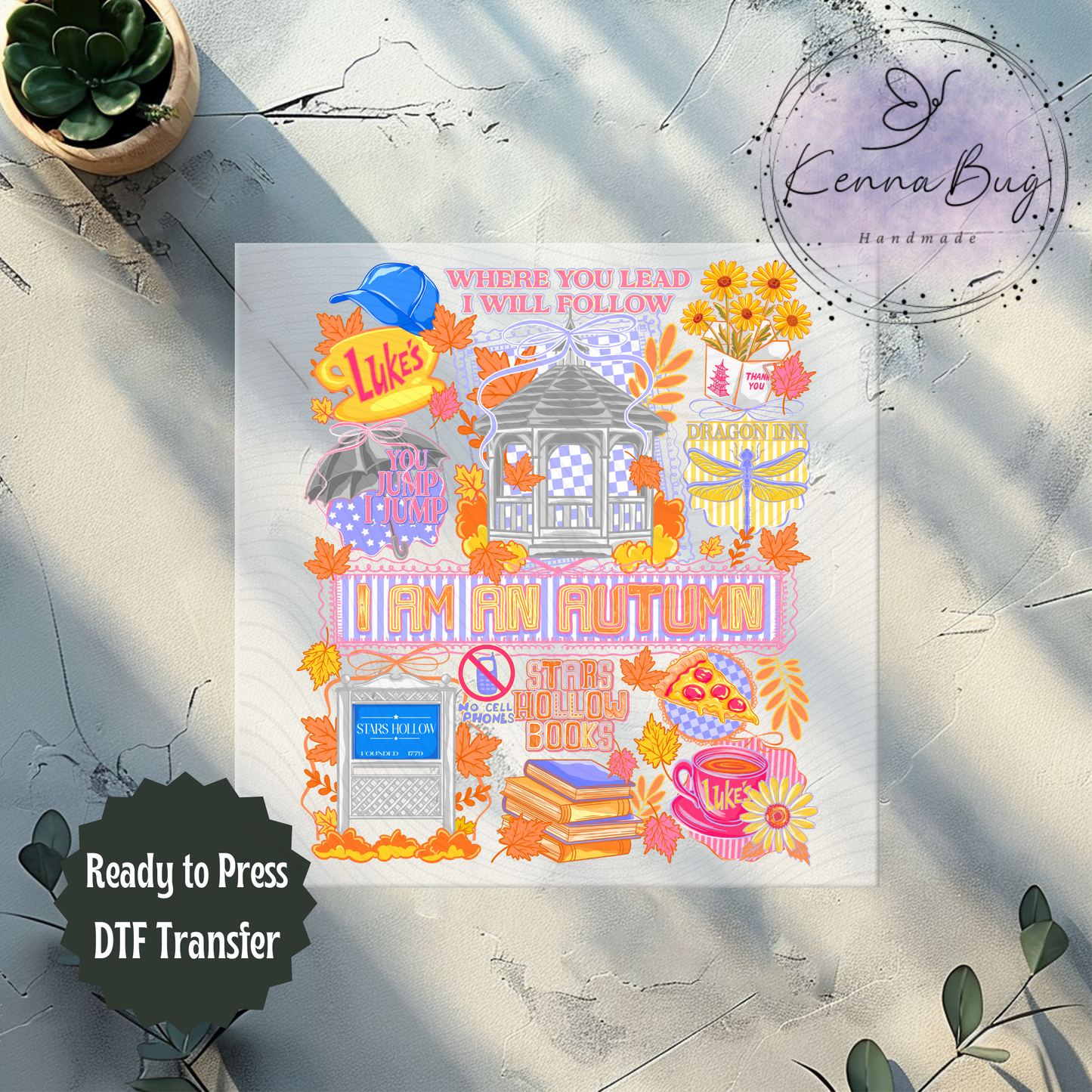 Lukes Diner, I am an Autumn, 2000's Sitcom, DTF Transfer, Ready to Press, Shirt Transfer, Heat Transfer, Direct to film Transfer