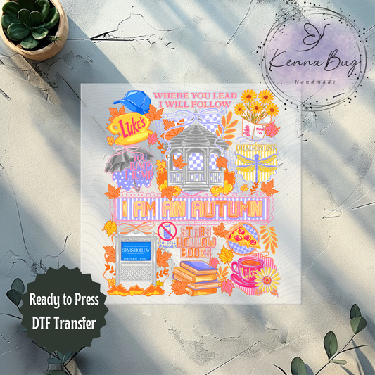 Lukes Diner, I am an Autumn, 2000's Sitcom, DTF Transfer, Ready to Press, Shirt Transfer, Heat Transfer, Direct to film Transfer