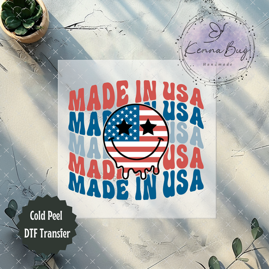 Made In the USA, America, Retro Look, 4th Of July, Patriotic, Independence Day, DTF Transfer, Ready to Press, Shirt Transfer, Heat Transfer, Direct to film Transfer