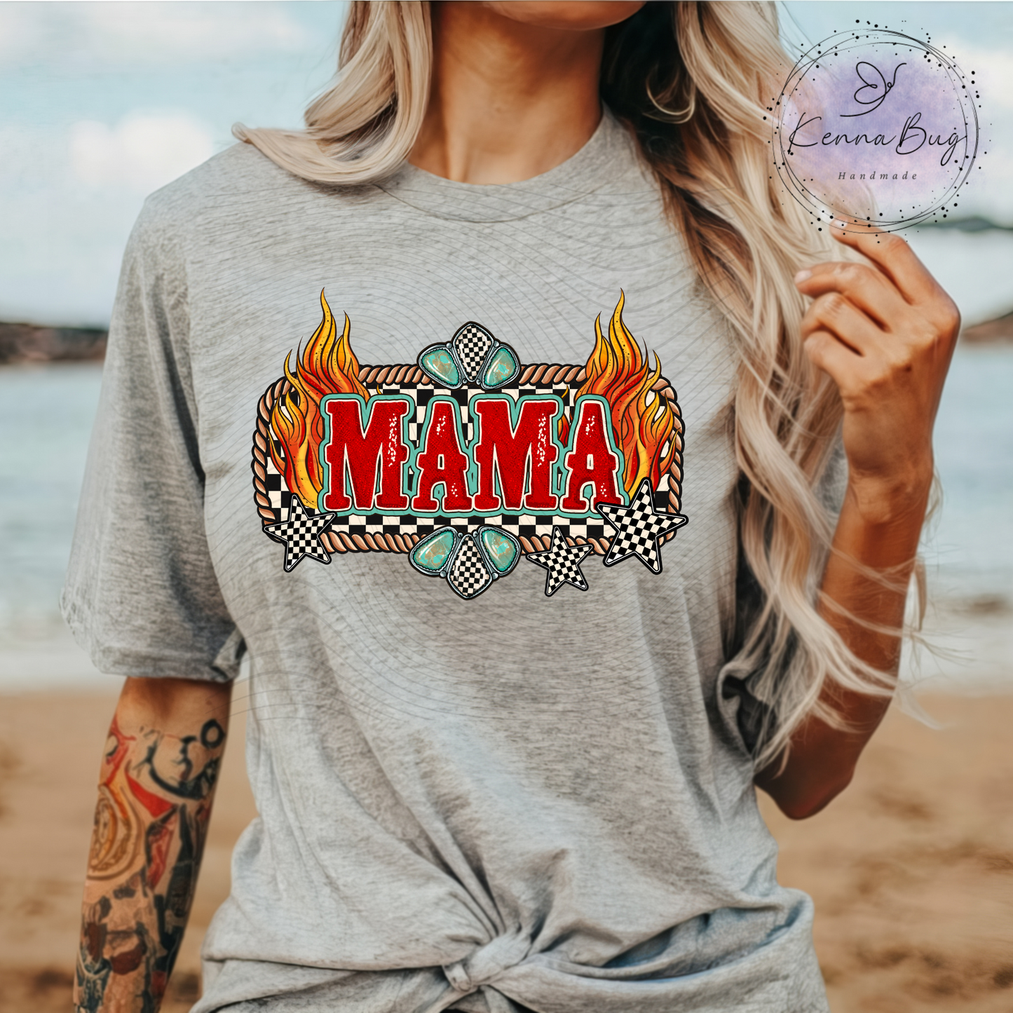 Mama, Flames, Western, DTF Transfer, Ready to Press, Shirt Transfer, Heat Transfer, Direct to film Transfer