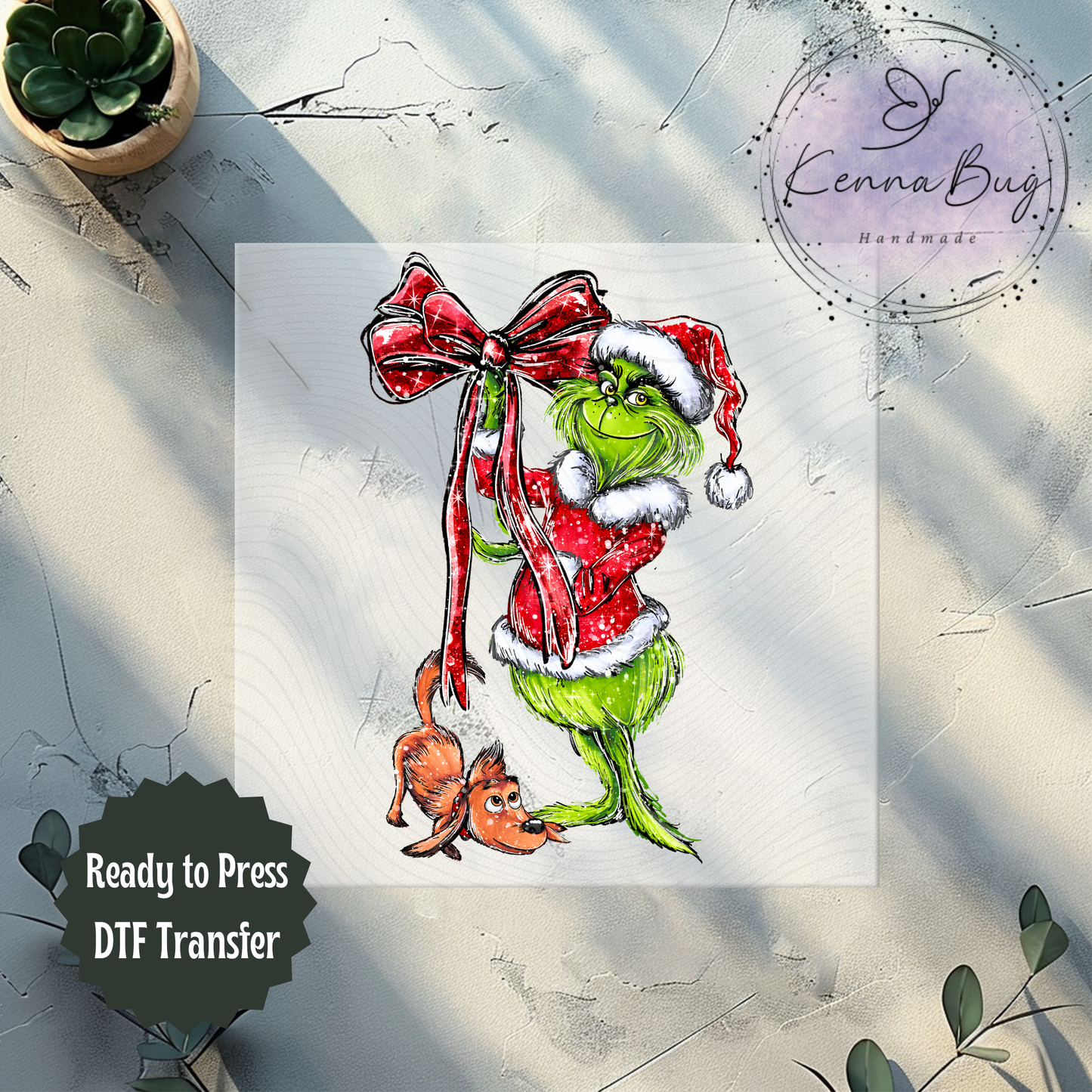 Christmas Mean One, Max, Bow, DTF Transfer, Ready to Press, Shirt Transfer, Heat Transfer, Direct to film Transfer