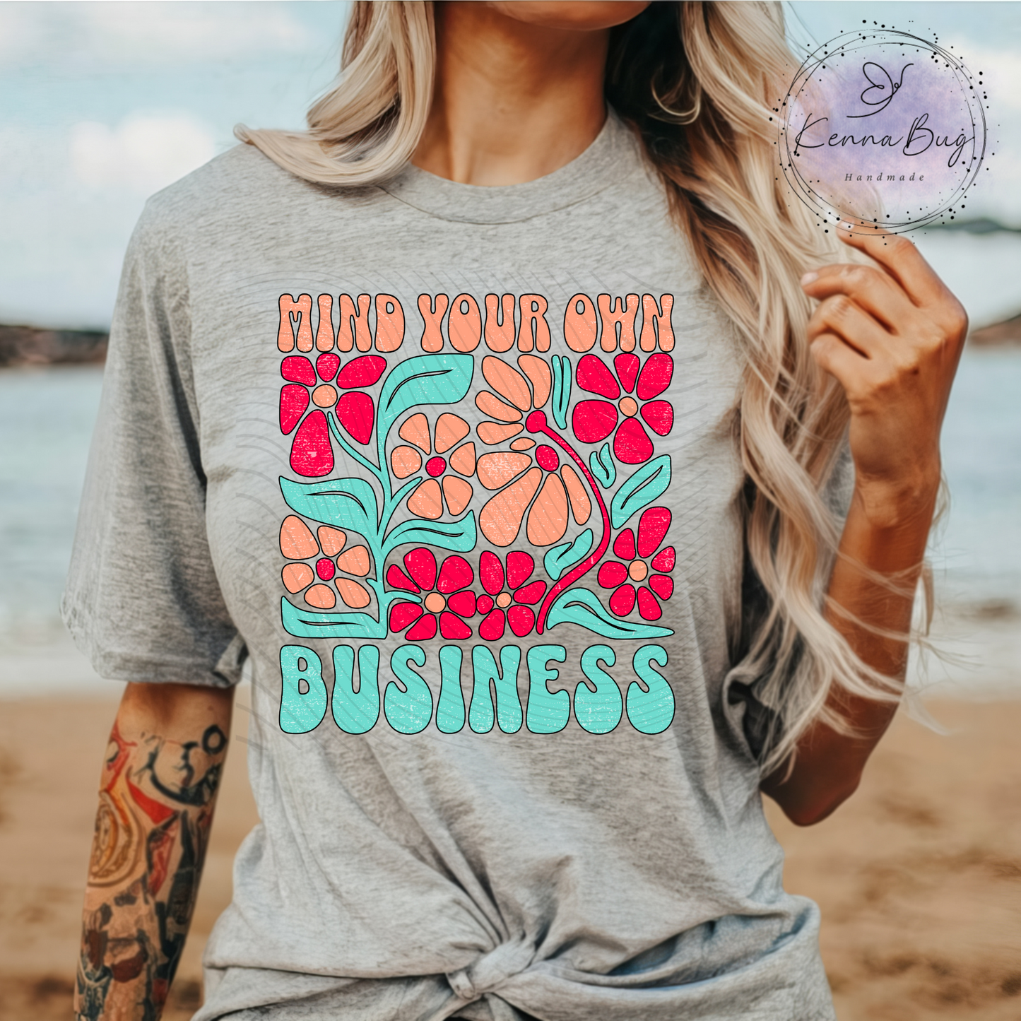 Mind Your Own Business, Retro, Floral, DTF Transfer, Ready to Press, Shirt Transfer, Heat Transfer, Direct to film Transfer