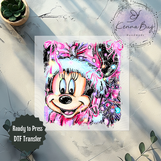Christmas Girl Mouse, Selfie, DTF Transfer, Ready to Press, Shirt Transfer, Heat Transfer, Direct to film Transfer