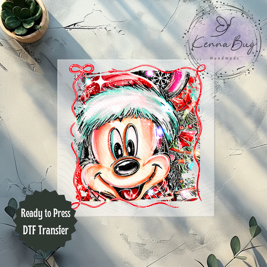 Christmas Mouse, Selfie, DTF Transfer, Ready to Press, Shirt Transfer, Heat Transfer, Direct to film Transfer