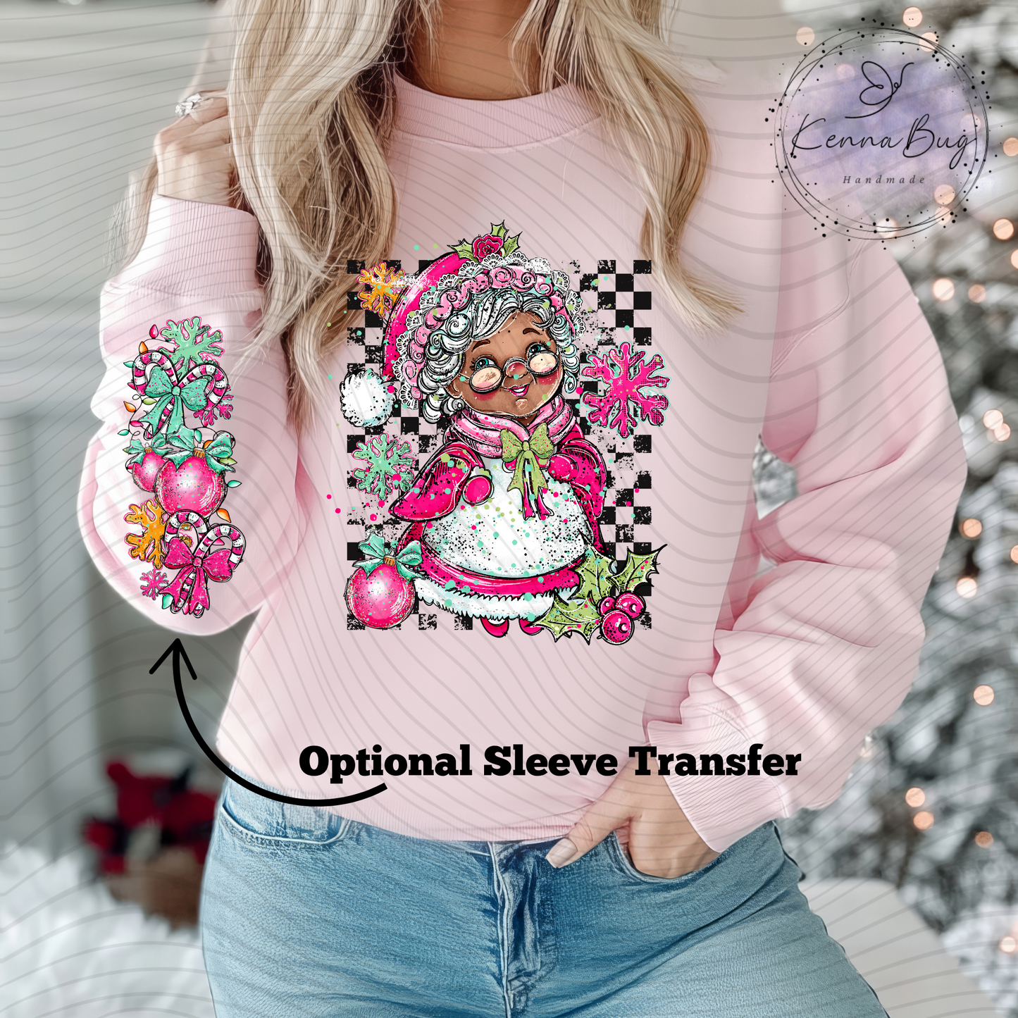 Mrs. Claus Doodle, Dark Skin, Christmas, DTF Transfer, Ready to Press, Shirt Transfer, Heat Transfer, Direct to film Transfer