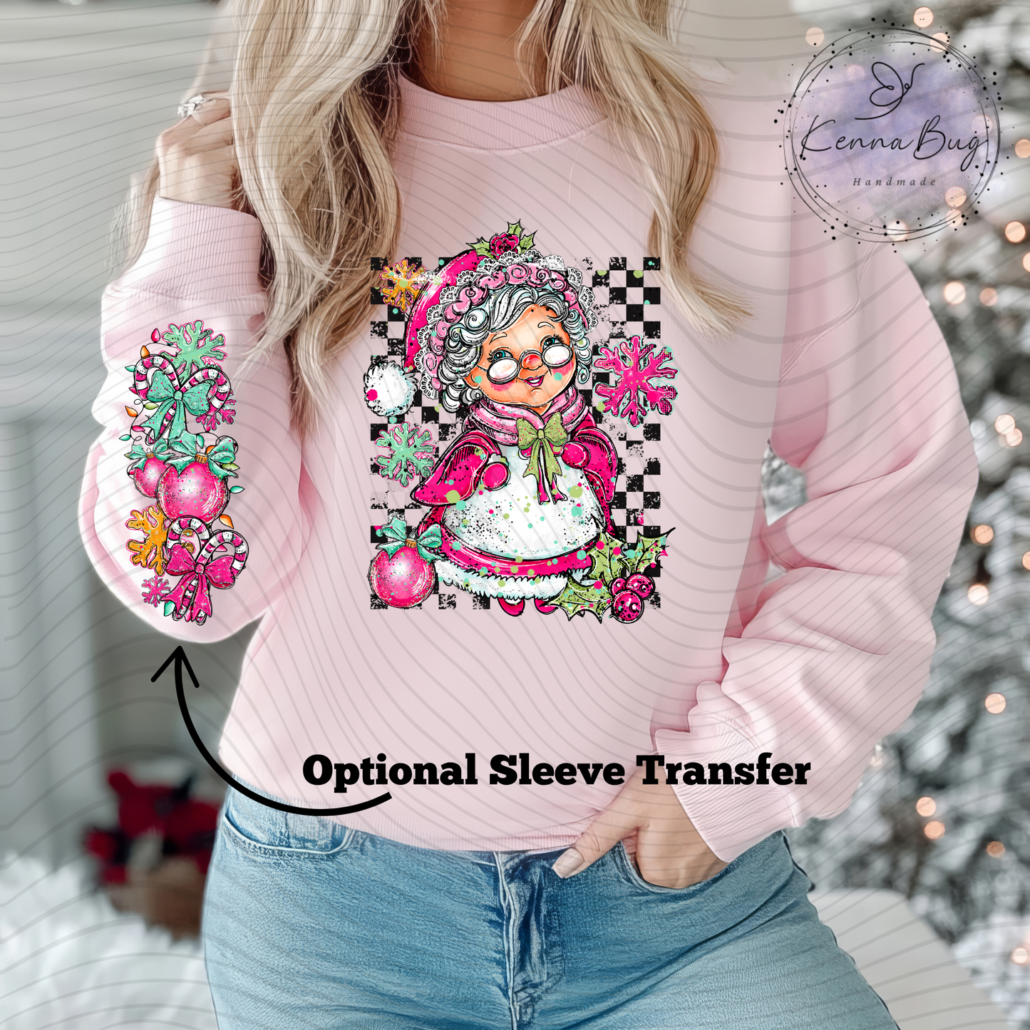 Mrs. Claus Doodle, Christmas, DTF Transfer, Ready to Press, Shirt Transfer, Heat Transfer, Direct to film Transfer