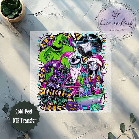 Nightmare Christmas, Jack, Sally, DTF Transfer, Ready to Press, Shirt Transfer, Heat Transfer, Direct to film Transfer