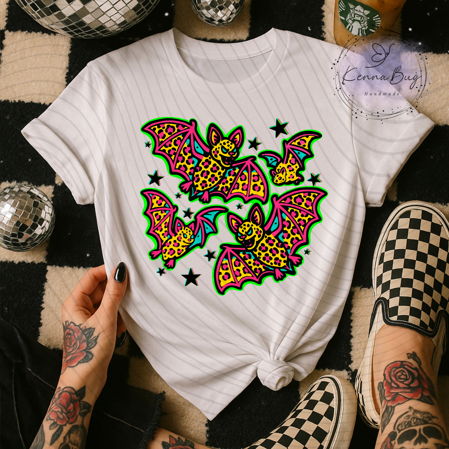 Neon Bats, Halloween, Spooky, DTF Transfer, Ready to Press, Shirt Transfer, Heat Transfer, Direct to film Transfer