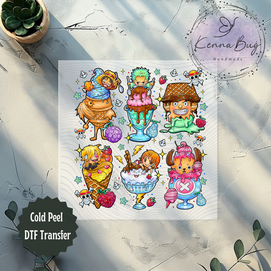 One Piece, Ice cream, Summer, DTF Transfer, Ready to Press, Shirt Transfer, Heat Transfer, Direct to film Transfer