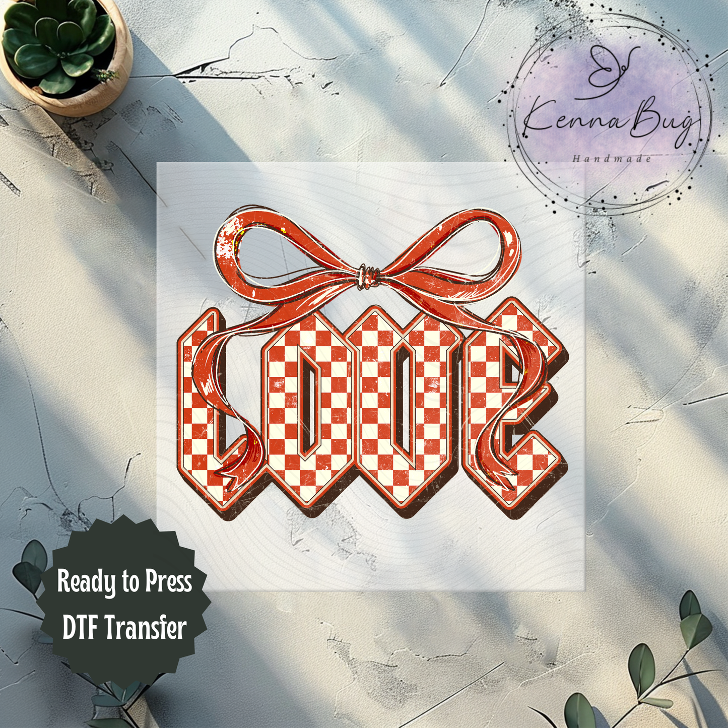 Checkered Love, Hearts, Valentine, DTF Transfer, Ready to Press, Shirt Transfer, Heat Transfer, Direct to film Transfer