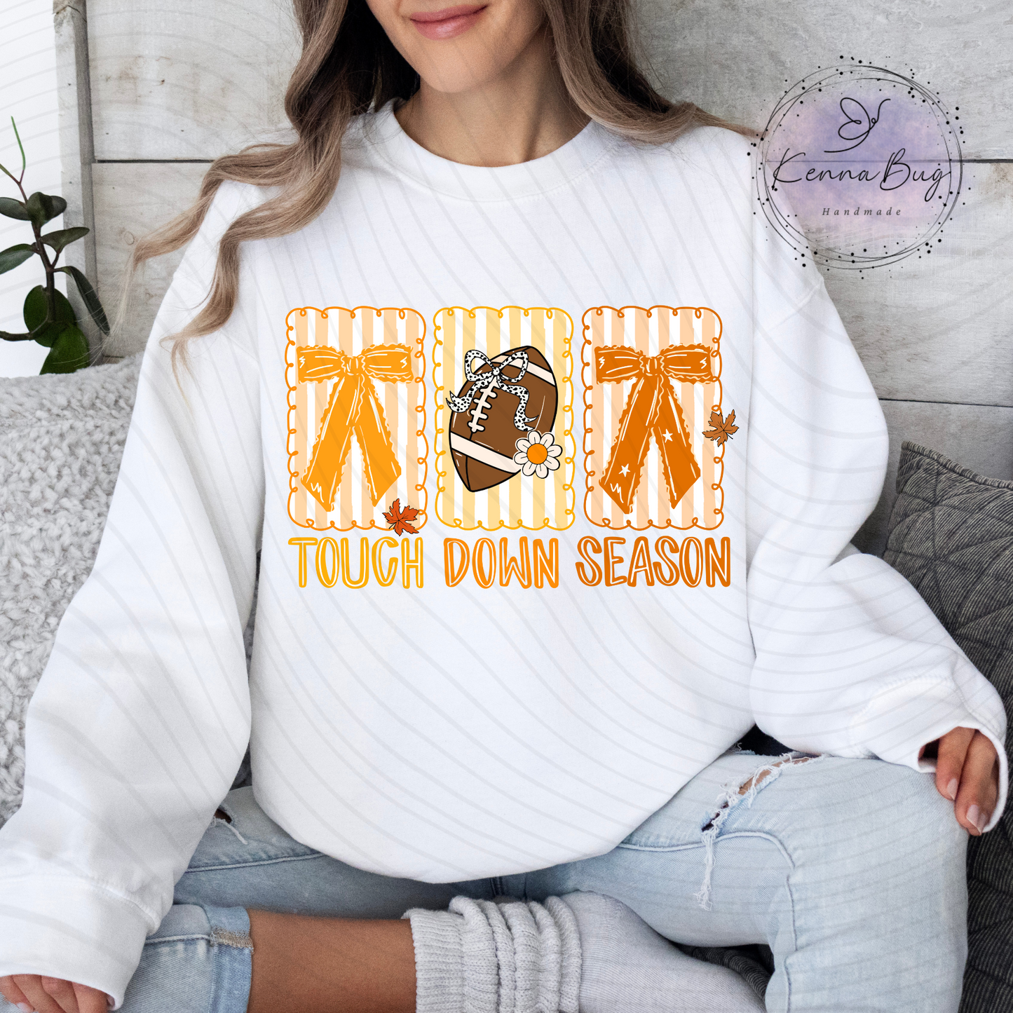 Football, Touchdown Season, Coquette, Orange, DTF Transfer, Ready to Press, Shirt Transfer, Heat Transfer, Direct to film Transfer