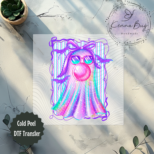 Pastel Bubble Blowing Ghost, Halloween, DTF Transfer, Ready to Press, Shirt Transfer, Heat Transfer, Direct to film Transfer