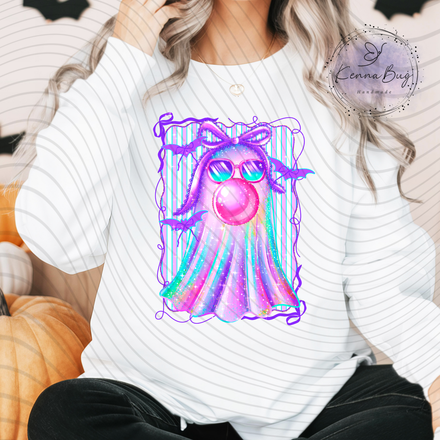 Pastel Bubble Blowing Ghost, Halloween, DTF Transfer, Ready to Press, Shirt Transfer, Heat Transfer, Direct to film Transfer