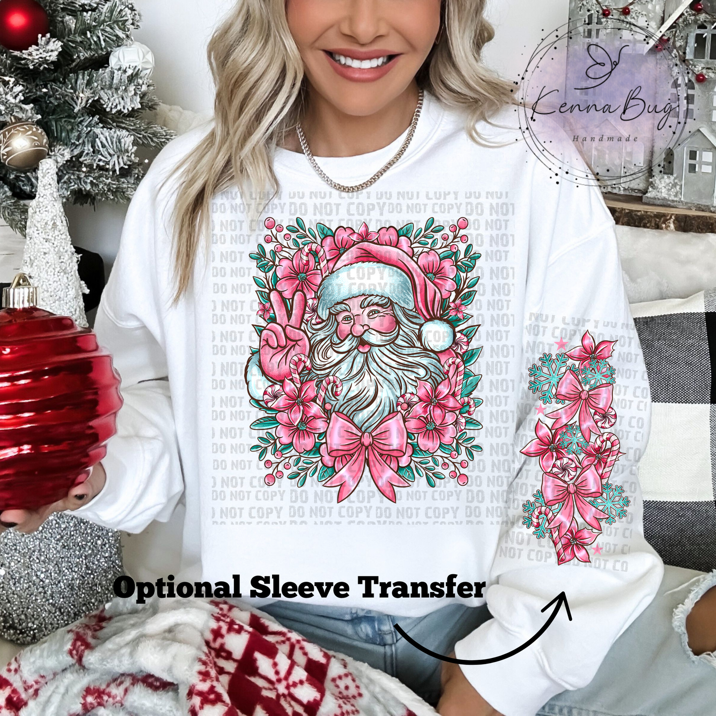 Peace Pink Santa, Christmas, DTF Transfer, Ready to Press, Shirt Transfer, Heat Transfer, Direct to film Transfer