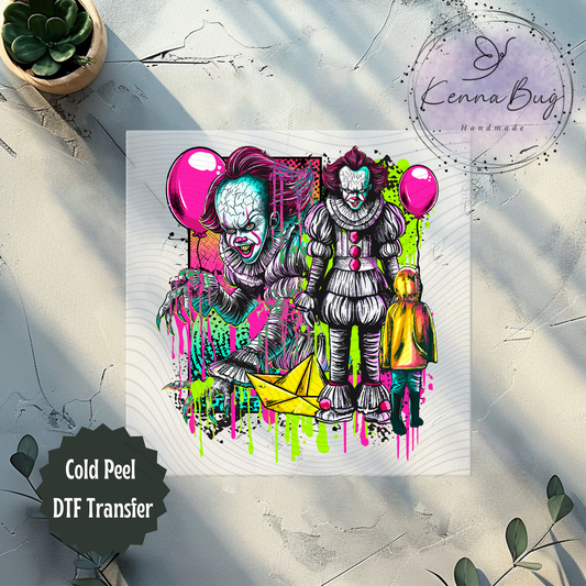 Killer Clown, Horror Movie, No Name, DTF Transfer, Ready to Press, Shirt Transfer, Heat Transfer, Direct to film Transfer