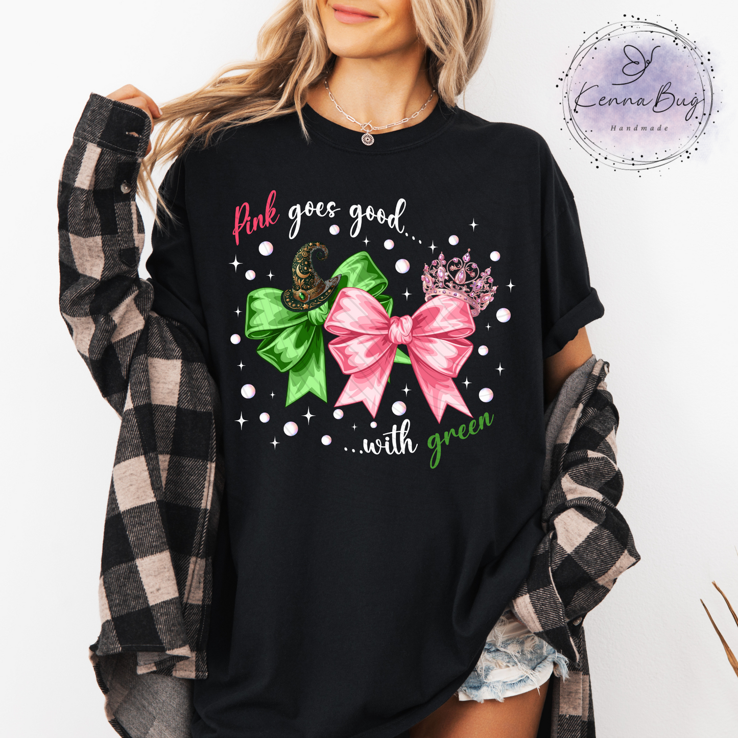 Pink Goes Good with Green, Good Witch, Wicked Witch, White, DTF Transfer, Ready to Press, Shirt Transfer, Heat Transfer, Direct to film Transfer