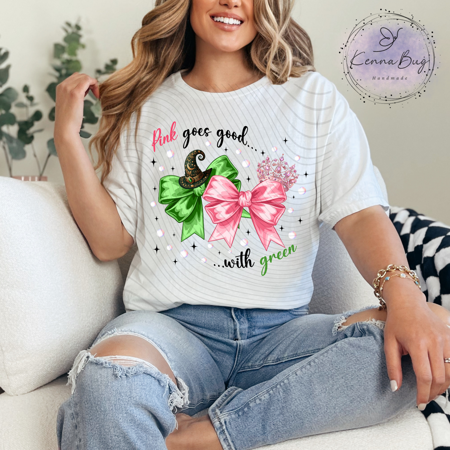 Pink Goes Good with Green, Good Witch, Wicked Witch, DTF Transfer, Ready to Press, Shirt Transfer, Heat Transfer, Direct to film Transfer