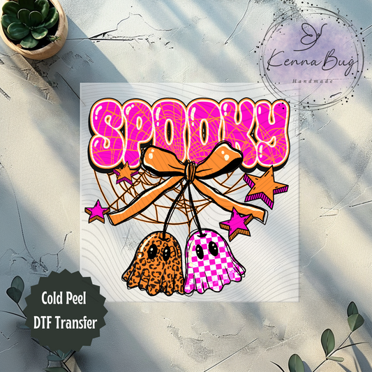 Spooky, Pink, Ghost, Halloween, DTF Transfer, Ready to Press, Shirt Transfer, Heat Transfer, Direct to film Transfer