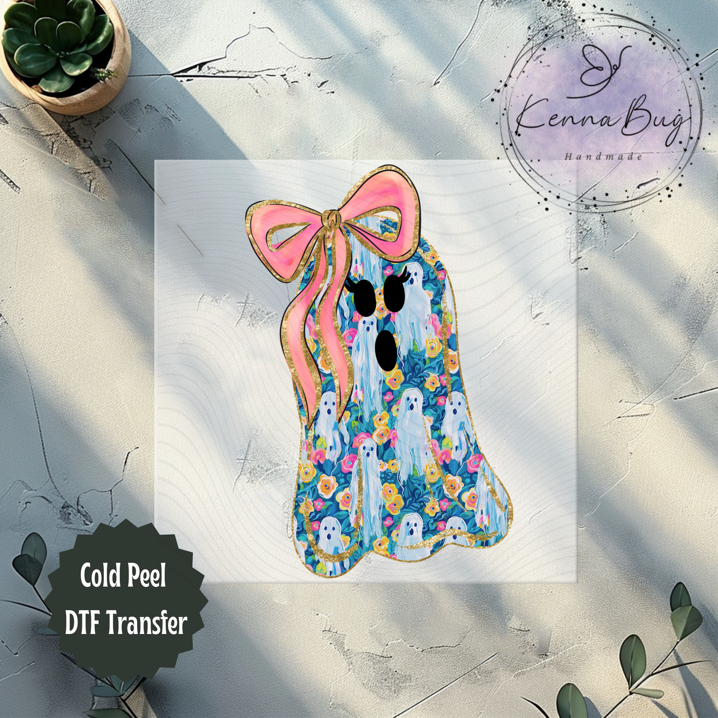 Floral Preppy Ghost, Halloween, DTF Transfer, Ready to Press, Shirt Transfer, Heat Transfer, Direct to film Transfer