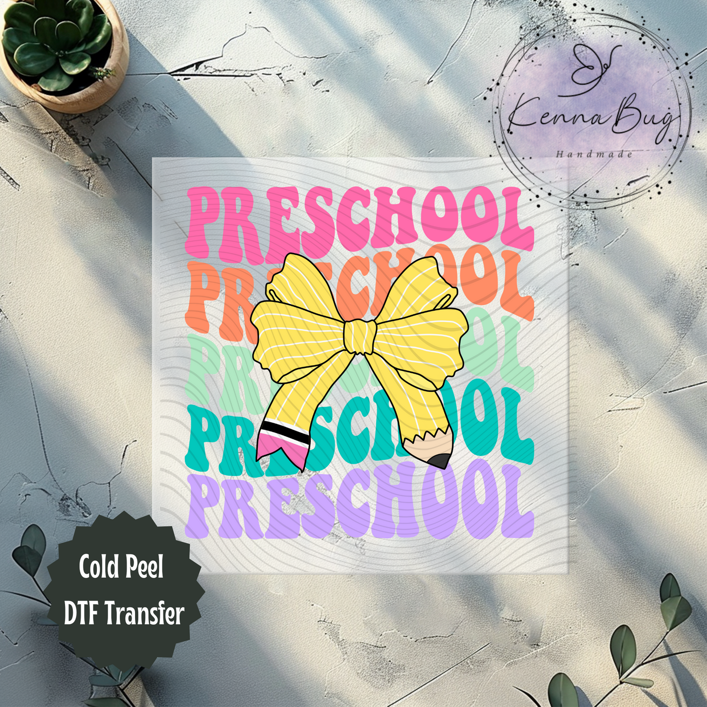 Preschool, Pencil Bow, Back to School, DTF Transfer, Ready to Press, Shirt Transfer, Heat Transfer, Direct to film Transfer