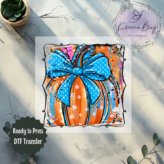 Blue Pumpkin Selfie, Fall, DTF Transfer, Ready to Press, Shirt Transfer, Heat Transfer, Direct to film Transfer
