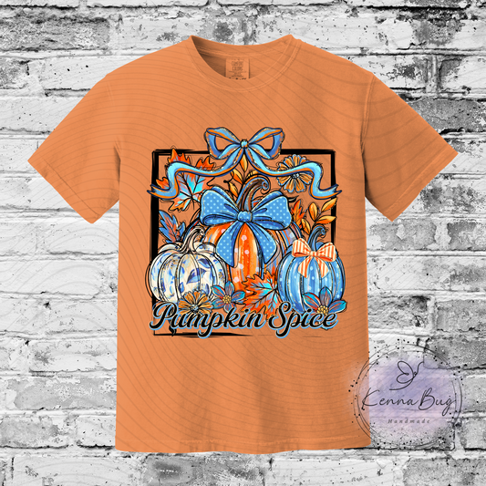 Blue Pumpkin Spice, Fall, Custom T-Shirt, Pick your Color, Graphic Tee, Comfort Colors 1717