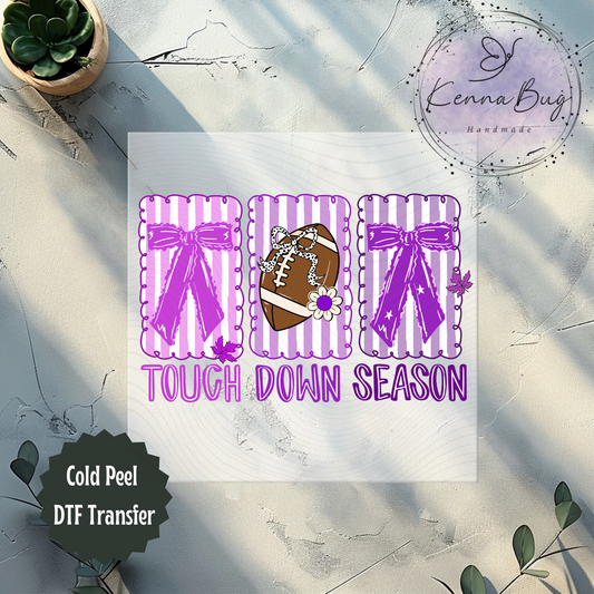 Football, Touchdown Season, Coquette, Purple, DTF Transfer, Ready to Press, Shirt Transfer, Heat Transfer, Direct to film Transfer