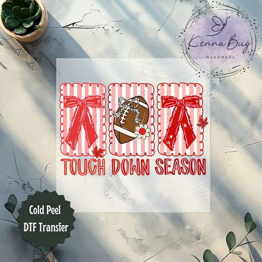 Football, Touchdown Season, Coquette, Red, DTF Transfer, Ready to Press, Shirt Transfer, Heat Transfer, Direct to film Transfer