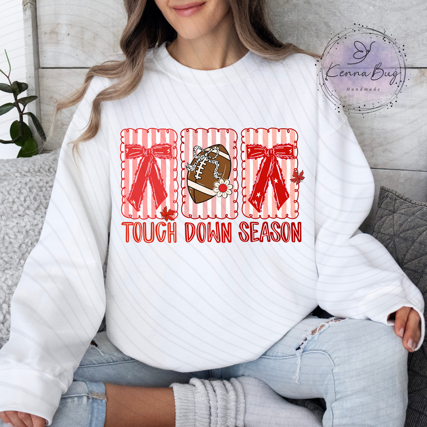 Football, Touchdown Season, Coquette, Red, DTF Transfer, Ready to Press, Shirt Transfer, Heat Transfer, Direct to film Transfer