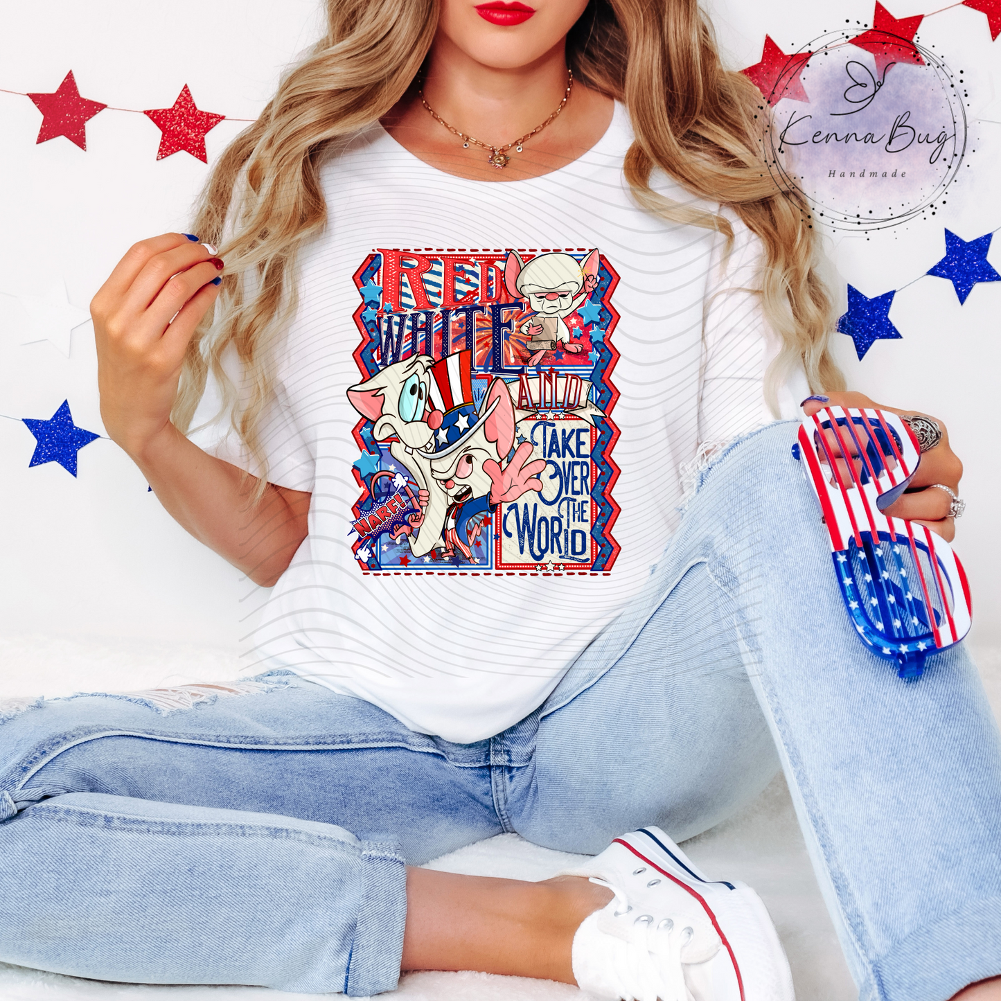 Red White and Take Over the World, 4th Of July, Cartoon, DTF Transfer, Ready to Press, Shirt Transfer, Heat Transfer, Direct to film Transfer