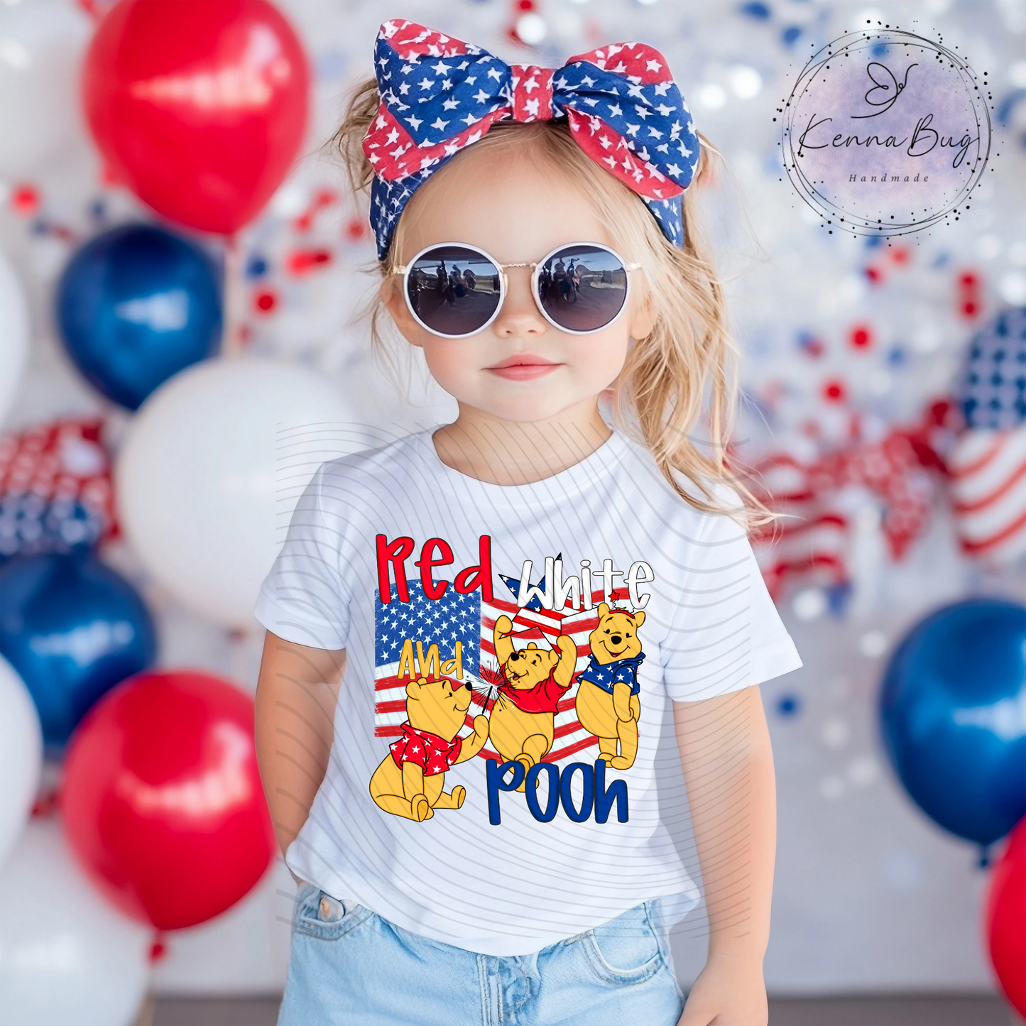 Red, White and Pooh, America, 4th Of July, Patriotic, DTF Transfer, Ready to Press, Shirt Transfer, Heat Transfer, Direct to film Transfer