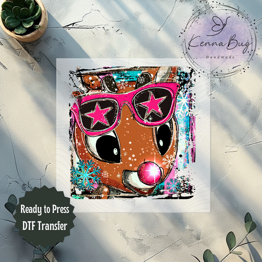 Reindeer Selfie, Christmas, DTF Transfer, Ready to Press, Shirt Transfer, Heat Transfer, Direct to film Transfer