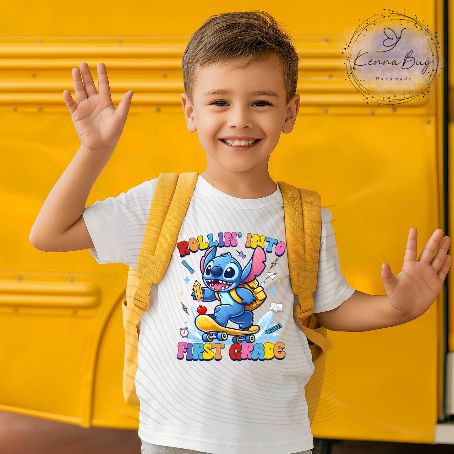 Rolling Into First Grade, Stitch, Back to School, Skateboard, DTF Transfer, Ready to Press, Shirt Transfer, Heat Transfer, Direct to film Transfer