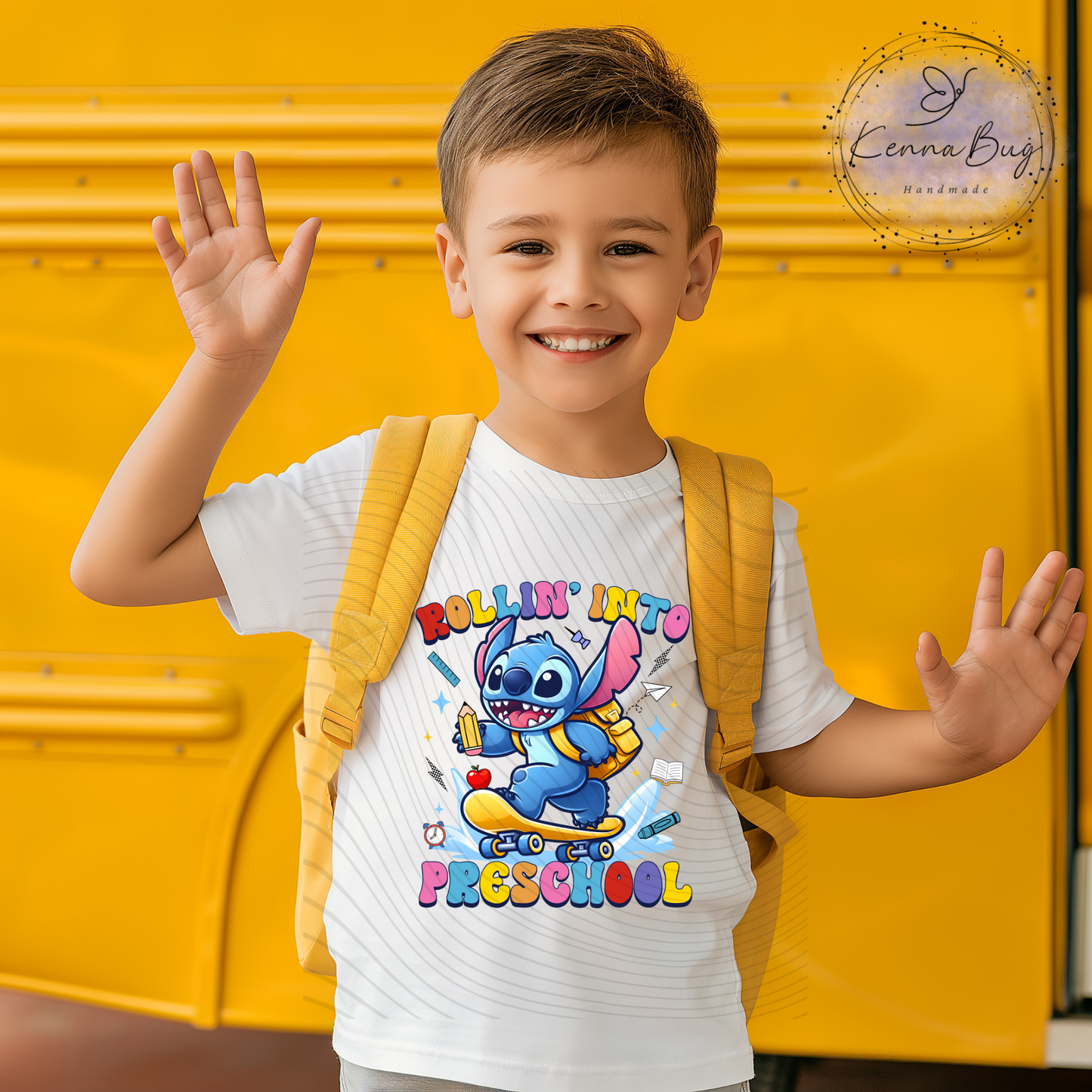 Rolling Into Preschool, Stitch, Back to School, Skateboard, DTF Transfer, Ready to Press, Shirt Transfer, Heat Transfer, Direct to film Transfer