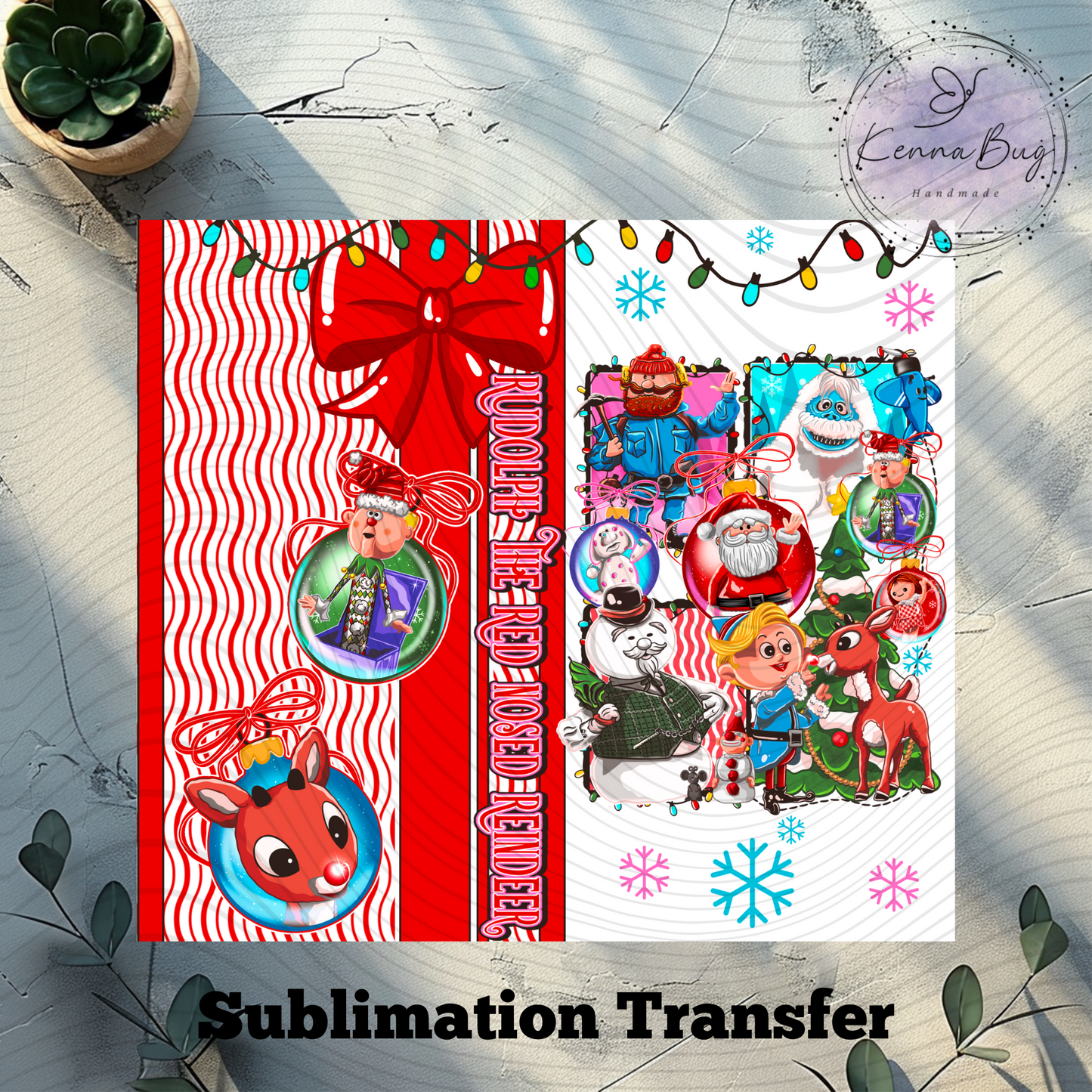 Christmas Classic, Rudolph, Santa Claus, Yeti, Sublimation Tumbler Transfer, 20 oz Tumbler Wrap, Ready to press, Heat Transfer, Sublimation Cup Wrap