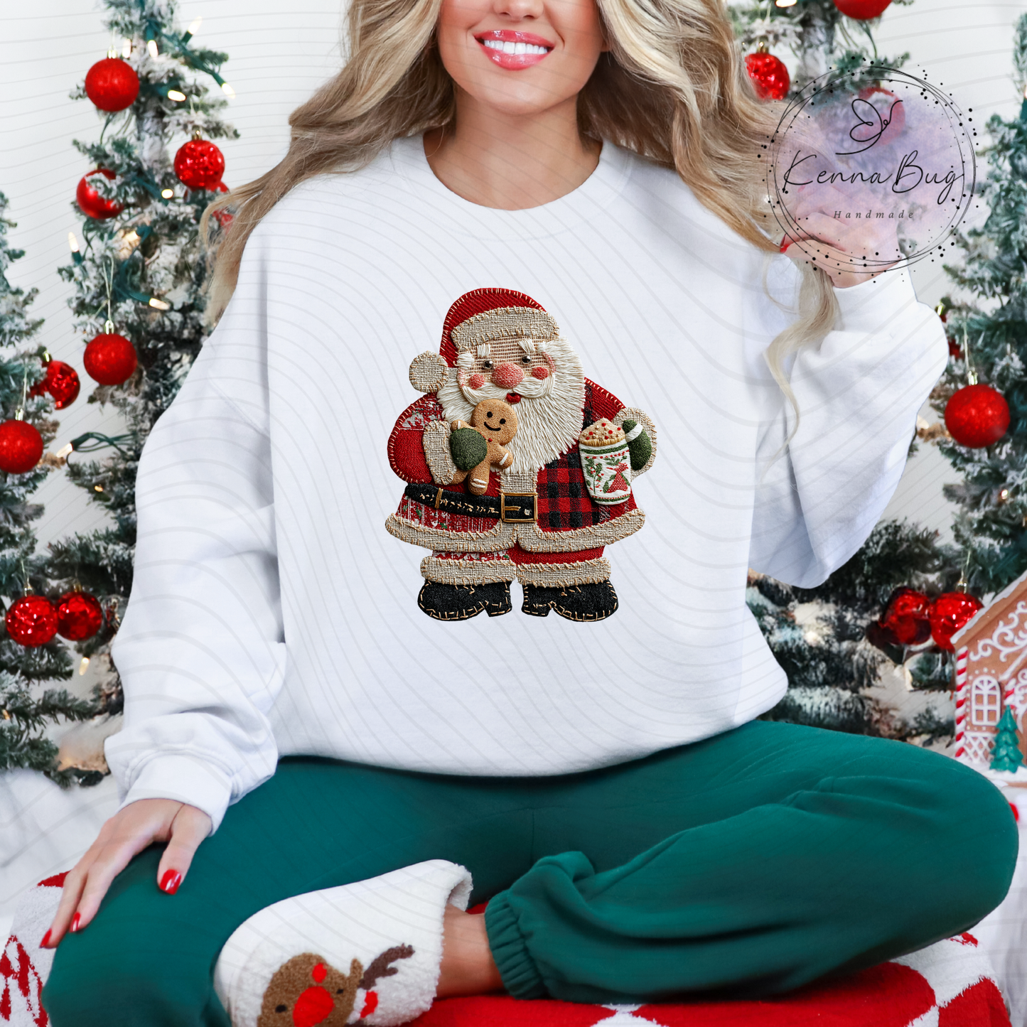 Faux Patchwork, Christmas Santa Claus, DTF Transfer, Ready to Press, Shirt Transfer, Heat Transfer, Direct to film Transfer