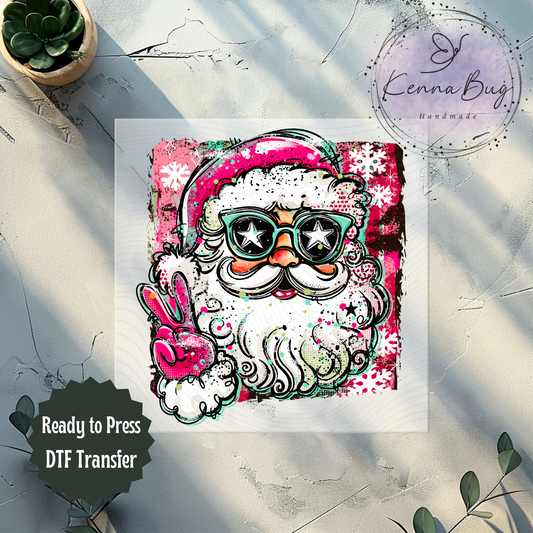 Santa Claus Doodle, Christmas, DTF Transfer, Ready to Press, Shirt Transfer, Heat Transfer, Direct to film Transfer