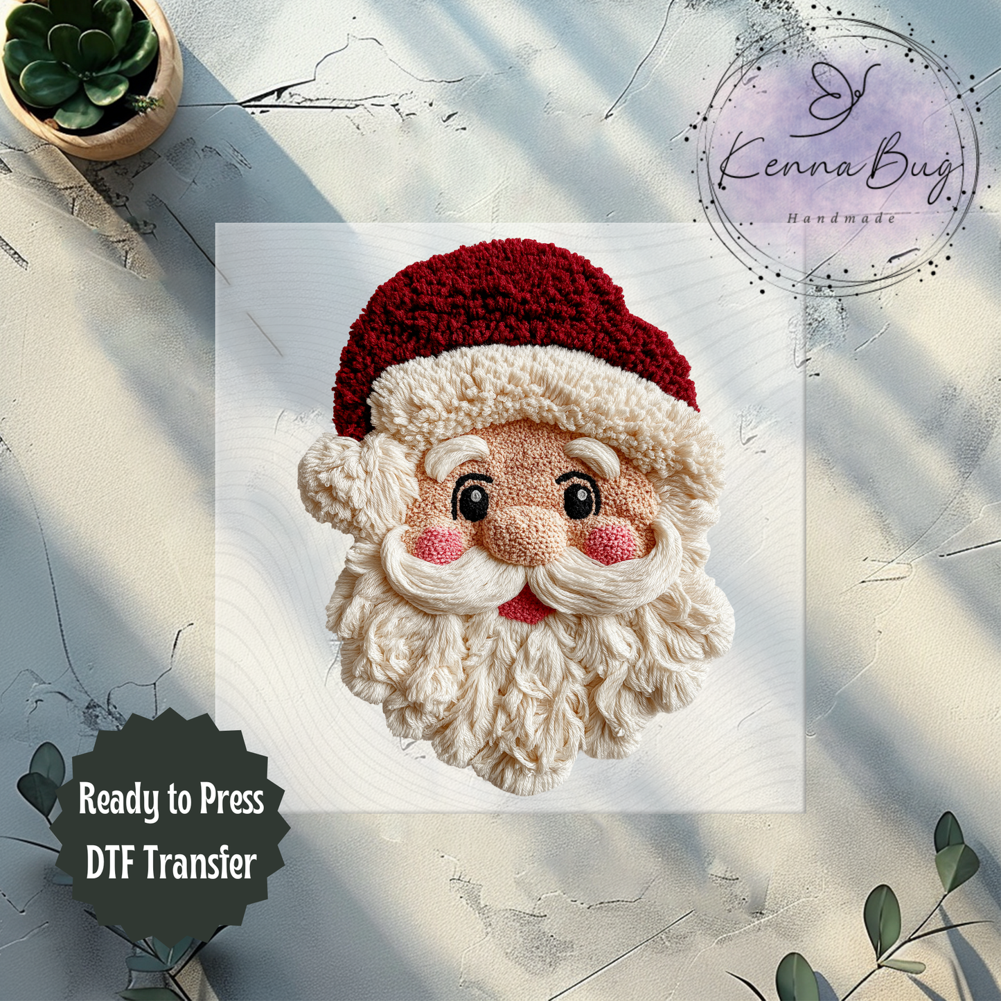 Faux Yarn, Christmas Santa Face, DTF Transfer, Ready to Press, Shirt Transfer, Heat Transfer, Direct to film Transfer